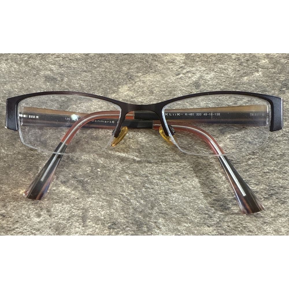 Kliik Denmark K-461 320 Black/Brown Half Rim Eyeglasses Frame 49-18-135-27mm